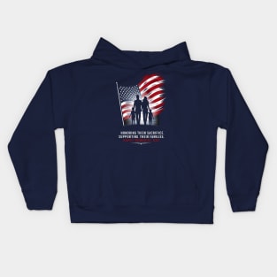 Honoring Their sacrifice Supporting Their Families Happy Memorial day | Memorial day | Veteran lover gifts Kids Hoodie